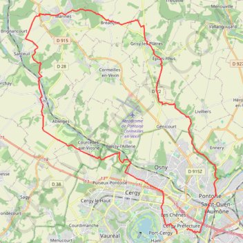 Itinéraire Cergy-Marine, distance, dénivelé, altitude, carte, profil, trace GPS