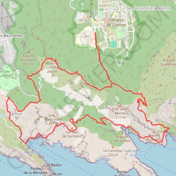 Itinéraire Calanques depuis Lumigny, distance, dénivelé, altitude, carte, profil, trace GPS