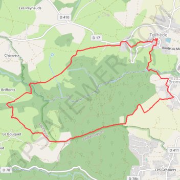 Itinéraire Marche à Teilhede, distance, dénivelé, altitude, carte, profil, trace GPS