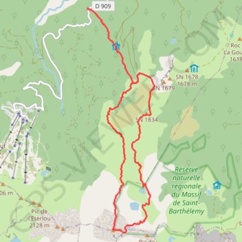 Itinéraire Pic de Saint-Barthélémy - Pla de la Galine, distance, dénivelé, altitude, carte, profil, trace GPS