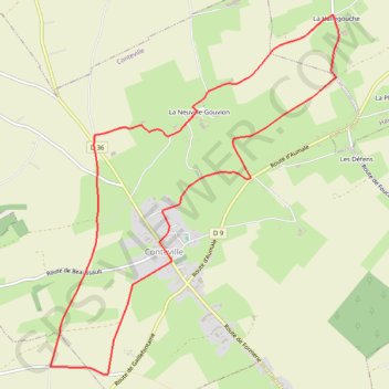 Itinéraire La Hallegouche - Conteville, distance, dénivelé, altitude, carte, profil, trace GPS