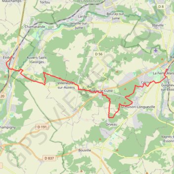 Itinéraire Randonnée en essone, distance, dénivelé, altitude, carte, profil, trace GPS