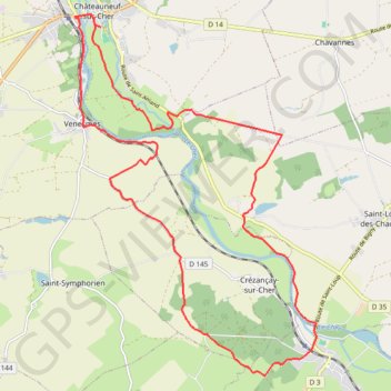 Itinéraire Le Cher majestueux à Châteauneuf-sur-Cher, distance, dénivelé, altitude, carte, profil, trace GPS