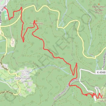 Itinéraire Sehringen, distance, dénivelé, altitude, carte, profil, trace GPS
