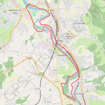 Itinéraire Rives et Boires de l'Allier, distance, dénivelé, altitude, carte, profil, trace GPS