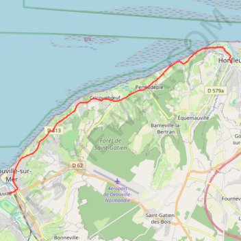 Itinéraire Honfleur to Deauville, distance, dénivelé, altitude, carte, profil, trace GPS