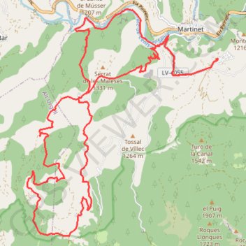 Itinéraire GPX Download: Estana boucle à partir de Montellà, distance, dénivelé, altitude, carte, profil, trace GPS