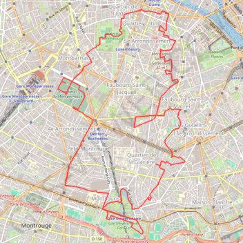 Itinéraire Du Quartier Latin à la Cité Universitaire Internationale, distance, dénivelé, altitude, carte, profil, trace GPS