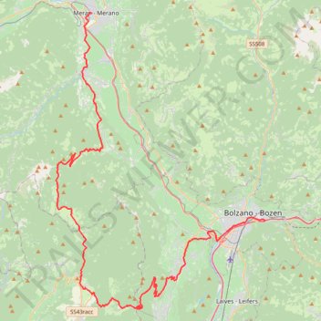 Itinéraire 2-Bolzano - Merano V2/V3, distance, dénivelé, altitude, carte, profil, trace GPS