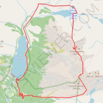 Itinéraire Comalespada et Punta Alta depuis le barrage de Cavallers, distance, dénivelé, altitude, carte, profil, trace GPS
