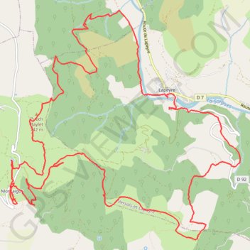 Itinéraire LAPEYRE - MONTAIGUT, distance, dénivelé, altitude, carte, profil, trace GPS