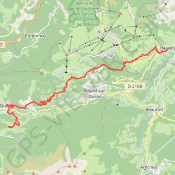 Itinéraire Hauteluce - Molliessoulaz, distance, dénivelé, altitude, carte, profil, trace GPS