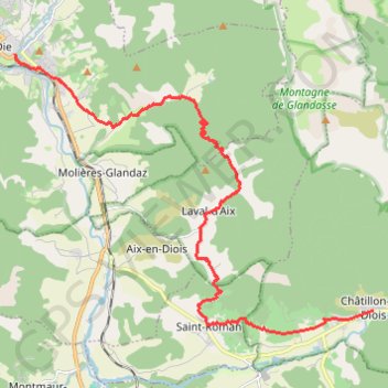 Itinéraire Grande Traversée des PréAlpes : Die - Châtillon-en-Diois, distance, dénivelé, altitude, carte, profil, trace GPS