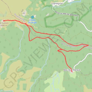 Itinéraire Randonnée Raquettes Mas de La Barque, distance, dénivelé, altitude, carte, profil, trace GPS