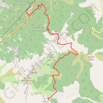 Itinéraire GR20 sud Capanelle Vizzavone, distance, dénivelé, altitude, carte, profil, trace GPS