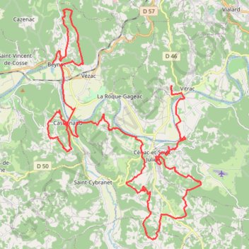 Itinéraire J6 Beynac-et-Cazenacc - Vitrac, distance, dénivelé, altitude, carte, profil, trace GPS
