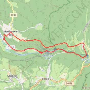 Itinéraire Cascades du Hérisson, distance, dénivelé, altitude, carte, profil, trace GPS