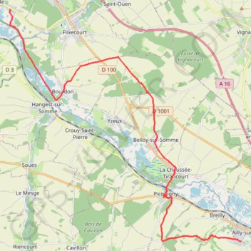 Itinéraire Ailly sur somme, distance, dénivelé, altitude, carte, profil, trace GPS