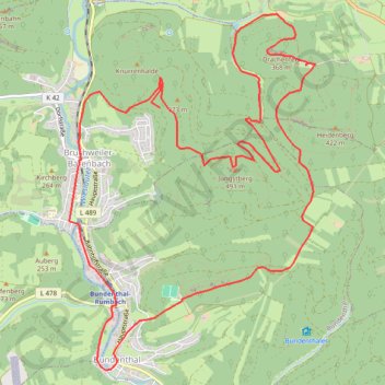 Itinéraire Autour du Drachenfels, distance, dénivelé, altitude, carte, profil, trace GPS