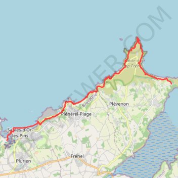 Itinéraire Fort Lalatte - Sables d'Or, distance, dénivelé, altitude, carte, profil, trace GPS