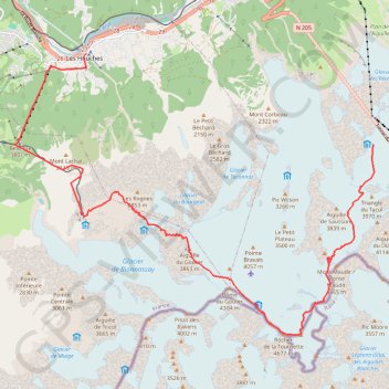 Itinéraire Mont Blanc par les 3 Monts, distance, dénivelé, altitude, carte, profil, trace GPS