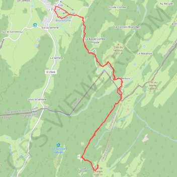 Itinéraire Crêt de Chalam, distance, dénivelé, altitude, carte, profil, trace GPS