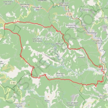 Itinéraire Tour de la Vallée du Galeizon (Gard-Lozère), distance, dénivelé, altitude, carte, profil, trace GPS