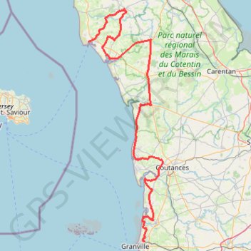 Itinéraire ETAPE 01 _V3 Yquelon/Barneville, distance, dénivelé, altitude, carte, profil, trace GPS