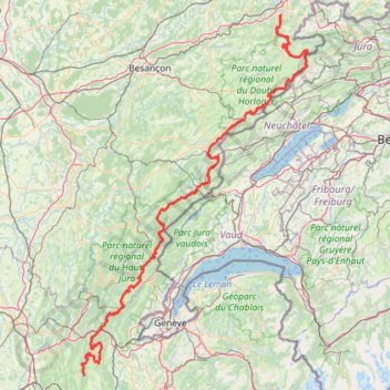 Itinéraire Integrale GTJ VTT-1, distance, dénivelé, altitude, carte, profil, trace GPS