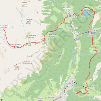 Itinéraire Ayas Randonnée, distance, dénivelé, altitude, carte, profil, trace GPS