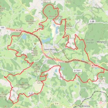 Itinéraire Monts de Guéret, distance, dénivelé, altitude, carte, profil, trace GPS