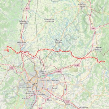 Itinéraire Traversée de la Dombes (Rhône-Ain), distance, dénivelé, altitude, carte, profil, trace GPS