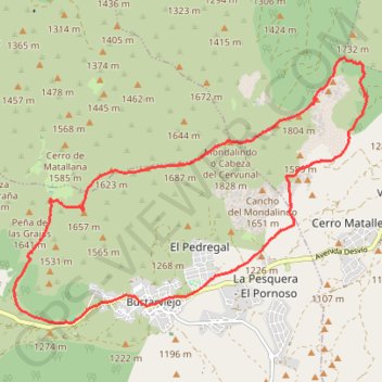 Itinéraire Mondalindo y Peña Negra desde Bustarviejo, distance, dénivelé, altitude, carte, profil, trace GPS