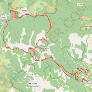 Itinéraire St Germain-Cassagnas, distance, dénivelé, altitude, carte, profil, trace GPS