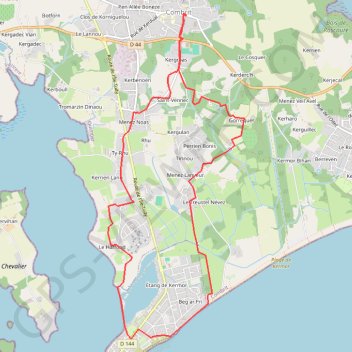 Itinéraire Tour de Combrit, distance, dénivelé, altitude, carte, profil, trace GPS