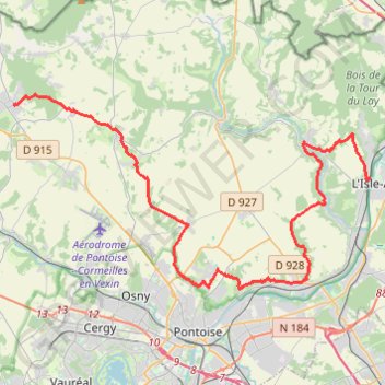 Itinéraire GR1 Marines - L'Isle-Adam, distance, dénivelé, altitude, carte, profil, trace GPS