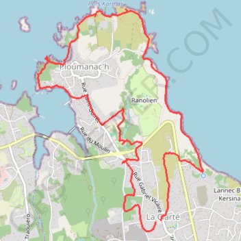 Itinéraire Moulin du Crac'h - Plages de la Bastille et de Saint-Guirec - Sentier des douaniers, distance, dénivelé, altitude, carte, profil, trace GPS