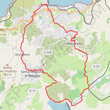 Itinéraire Boucle de codole depuis ile rousse, distance, dénivelé, altitude, carte, profil, trace GPS