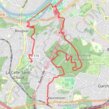 Itinéraire De Vaucresson à Bougival, distance, dénivelé, altitude, carte, profil, trace GPS