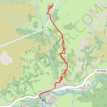 Itinéraire Autour de Chiesa, distance, dénivelé, altitude, carte, profil, trace GPS