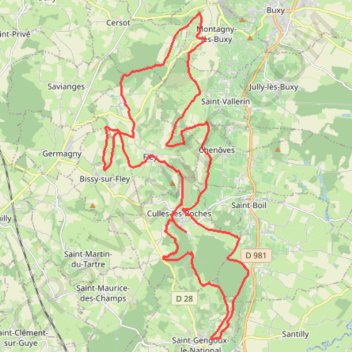 Itinéraire Sud côte chalonaise - Culles-Les-Roches, distance, dénivelé, altitude, carte, profil, trace GPS