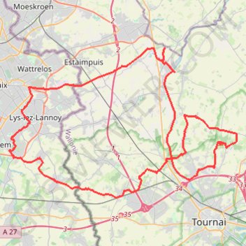 Itinéraire 14 mai (Mt Saint Aubert + escaut), distance, dénivelé, altitude, carte, profil, trace GPS