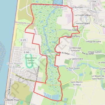Itinéraire Les Marais - Saint-Martin-de-Bréhal, distance, dénivelé, altitude, carte, profil, trace GPS