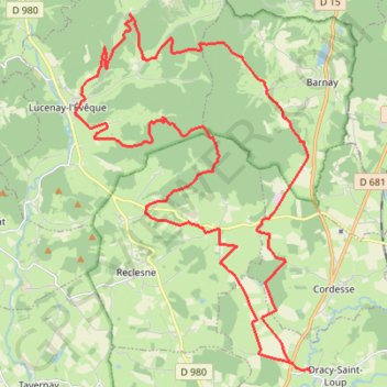 Itinéraire La Dracéenne - Dracy-Saint-Loup, distance, dénivelé, altitude, carte, profil, trace GPS