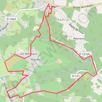 Itinéraire Madirac - le Carpe, distance, dénivelé, altitude, carte, profil, trace GPS