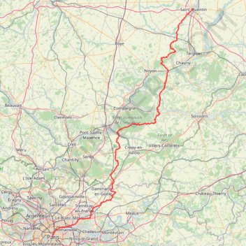 Itinéraire Saint-Quentin, distance, dénivelé, altitude, carte, profil, trace GPS