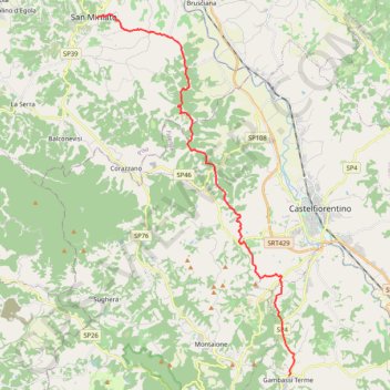 Itinéraire De San Miniato à Gambassi Terme, distance, dénivelé, altitude, carte, profil, trace GPS