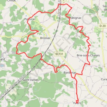 Itinéraire 10_AG_sud_charente_modifié, distance, dénivelé, altitude, carte, profil, trace GPS