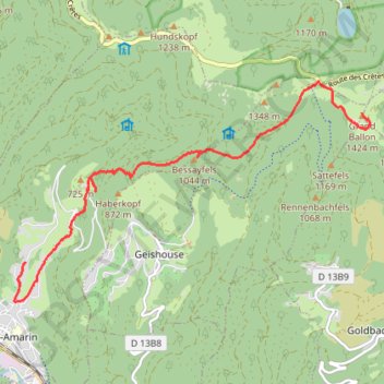 Itinéraire Le Grand Ballon, distance, dénivelé, altitude, carte, profil, trace GPS