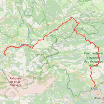 Itinéraire GR 4 : De Rougon (Alpes-de-Haute-Provence) à Grasse (Alpes-Maritimes), distance, dénivelé, altitude, carte, profil, trace GPS